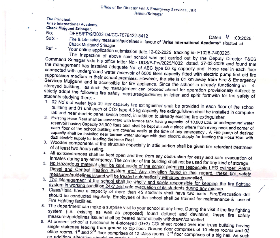 Fire Safety Certificate